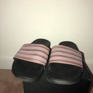 adidas pink glitter slides